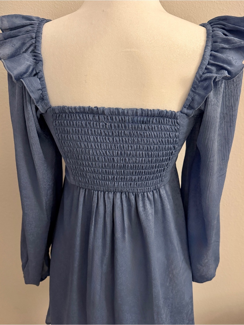 NWOT Altar’d State Harriet Blue Floral Long Sleeve Mini Dress Size S - Picture 5 of 9